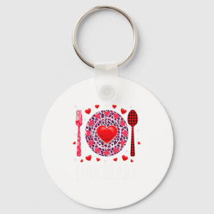 Funny Happy Valentines Day Lunch Lady Leopard Hea  Key Ring