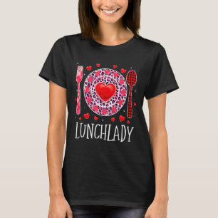 Funny Happy Valentines Day Lunch Lady Leopard Hea  T-Shirt