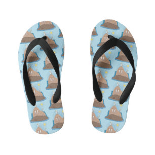 Funny happy walrus cartoon illustration kid's jandals