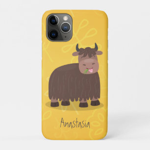 Funny happy yak eating grass cartoon illustration Case-Mate iPhone case