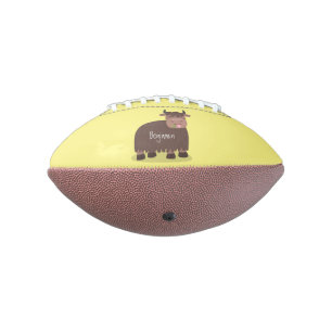 Funny happy yak eating grass cartoon illustration football
