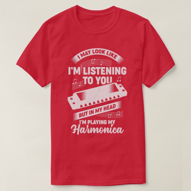 Funny Harmonica Player Musician Gift  T-Shirt (Design Front)