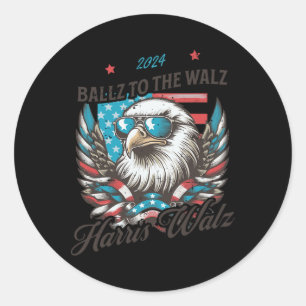 Funny Harris Walz 2024 Ballz To The Walz Election Classic Round Sticker