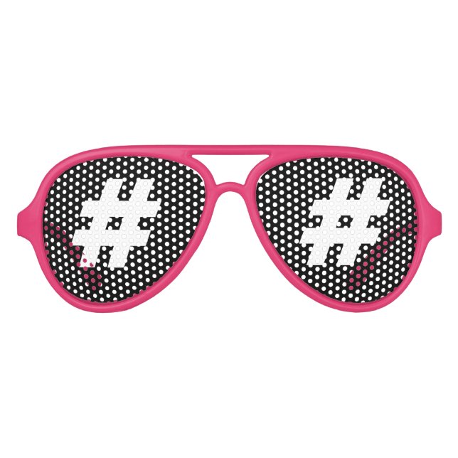 Funny hashtag icon party shades sunglasses (Front)