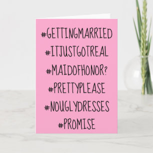 Funny Hashtag Maid of Honour Card