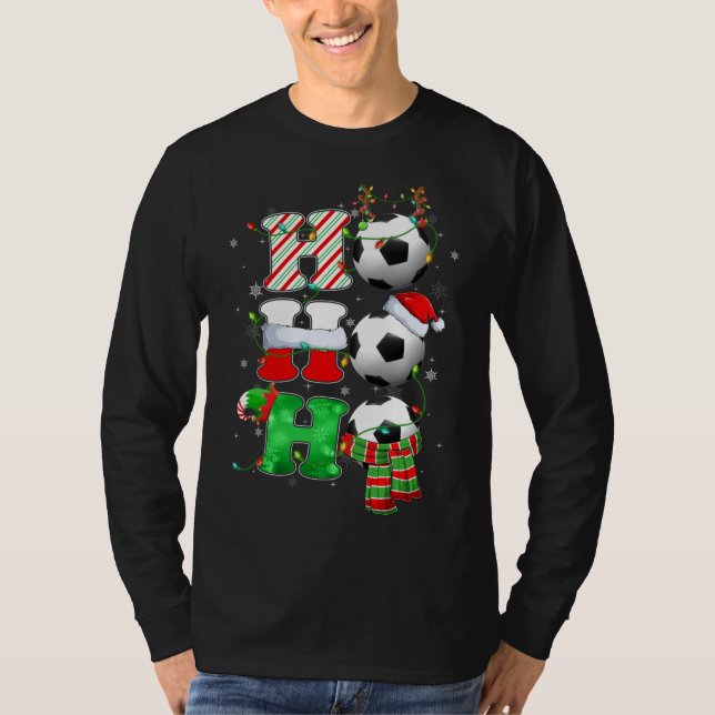Funny Hat Soccer Ball Xmas Tree Lights Christmas P T-Shirt (Front)