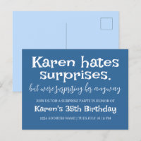 Funny Hates Surprises Party Modern Add Details
