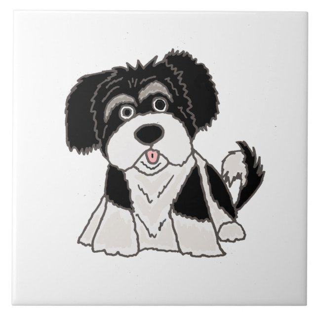 Funny Havanese Puppy Dog Cartoon Tile (Front)