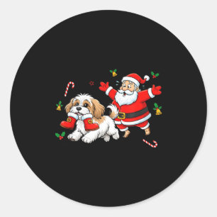 Funny Havanese Santa Claus Boots Christmas Womens Classic Round Sticker