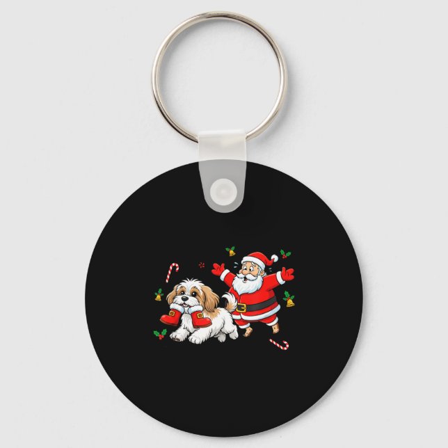 Funny Havanese Santa Claus Boots Christmas Womens  Key Ring (Front)