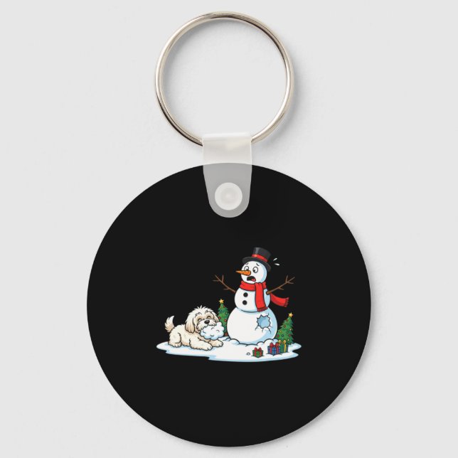 Funny Havanese Snowman Christmas Tree Xmas Womens  Key Ring (Front)