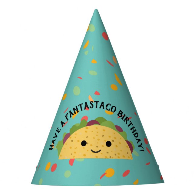 Funny Have a Fantastaco Birthday Cute Kawaii Taco Party Hat (Front)