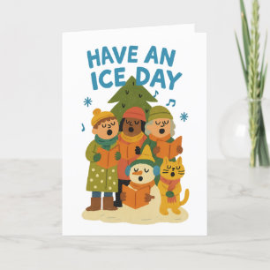  Funny “Have an Ice Day” Personalised Family Name  Holiday Card