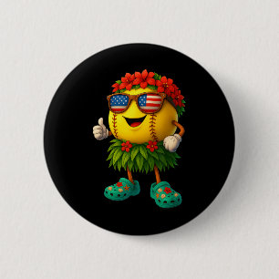Funny Hawaii Softll Ll Hawaiian Tropical Summer Va 6 Cm Round Badge