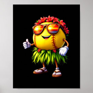 Funny Hawaii Softll Ll Hawaiian Tropical Summer Va Poster