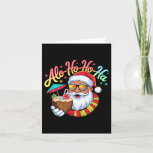 Funny Hawaiian Alo-ho-ho-ha Santa Surfing Christma Card