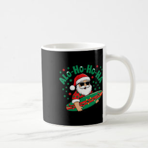 Funny Hawaiian Alo-ho-ho-ha Santa Surfing Christma Coffee Mug