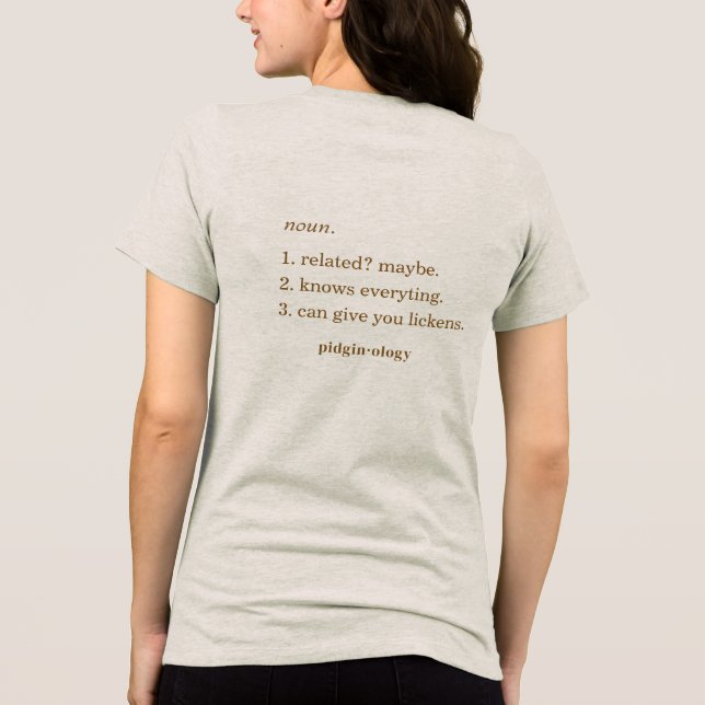 Funny Hawaiian Auntie Pidgin Local Style Beige Tee (Back)