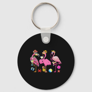 Funny Hawaiian Flamingos Drinking Tail Christmas I Key Ring