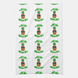 Funny Hawaiian Pineapple Aloha Beaches Tea Towel