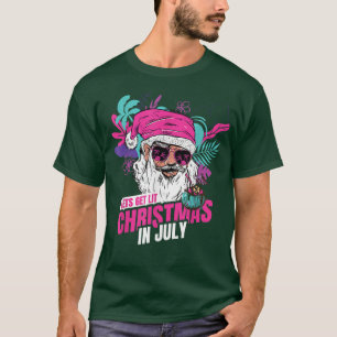 Funny Hawaiian Santa Lets Get Lit Merry Christmas  T-Shirt