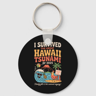 Funny Hawaiian Vacation I Survived Hawaii Tsunami Key Ring