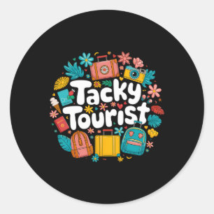 Funny Hawaiian Wacky Vacation Costume Idea Tacky T Classic Round Sticker