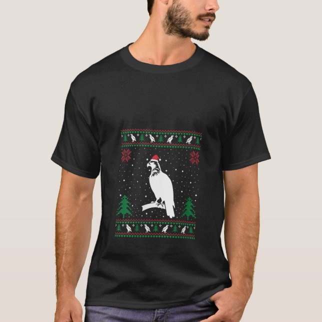 Funny Hawk Lovers Santa Hat Ugly Christmas Sweater (Front)