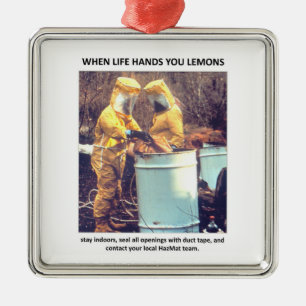 Funny Hazmat Biohazard Safety Advice Metal Tree Decoration