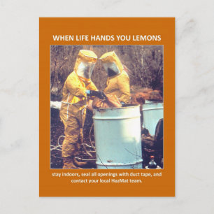 Funny Hazmat Biohazard Safety Advice Postcard