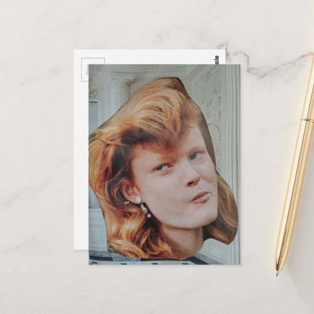 Funny Head in a Elegant Room surreal collage Postcard (Front/Back In Situ)