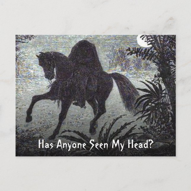 Funny Headless Horseman Has Anyone Seen My Head Postcard (Front)
