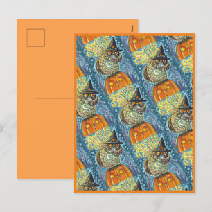 FUNNY HEADLESS HORSEMAN OWL, SLEEPY HOLLOW BIRD HOLIDAY POSTCARD