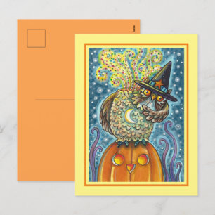 FUNNY HEADLESS HORSEMAN OWL, SLEEPY HOLLOW BIRD HOLIDAY POSTCARD