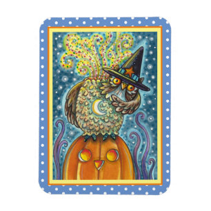 FUNNY HEADLESS HORSEMAN OWL, SLEEPY HOLLOW BIRD MAGNET