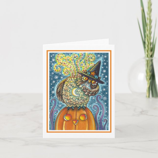 FUNNY HEADLESS HORSEMAN OWL, SLEEPY HOLLOW Note Card (Front)