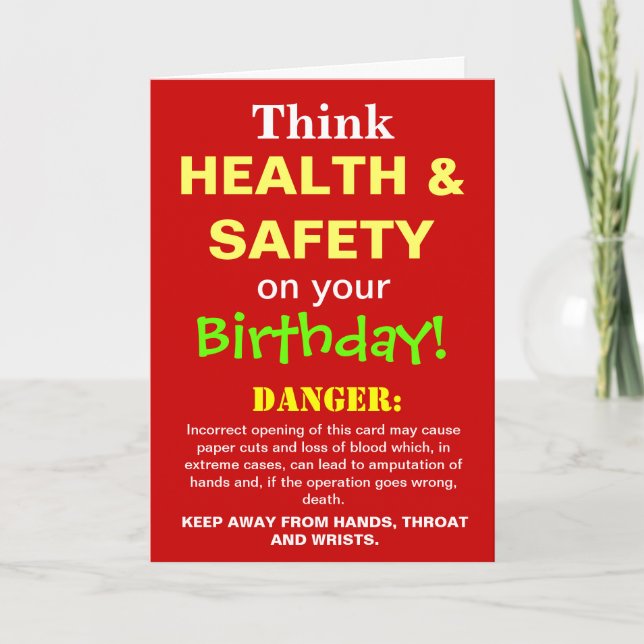 Funny Health and Safety Birthday Joke Card (Front)