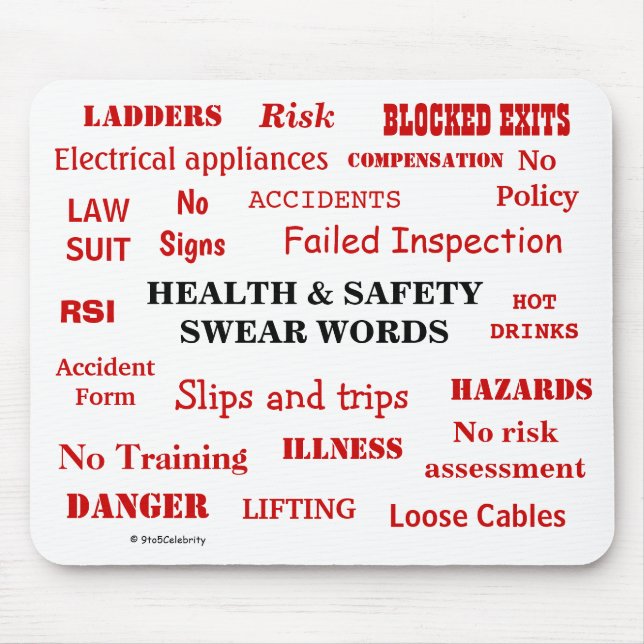 Funny Health and Safety Swear Words Joke Gift Mouse Pad (Front)