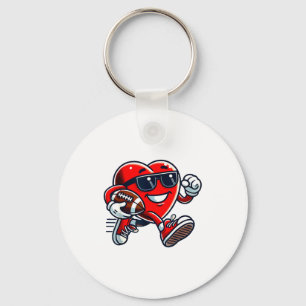 Funny Heart American Football Valentine Srts Women Key Ring
