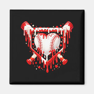 Funny Heart Baseball Drip Ice Cream Valentines Day Magnet
