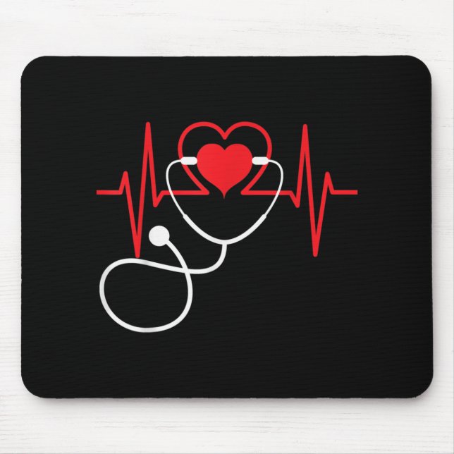 Funny Heart Beats Nurse Nursing Medical Mouse Pad (Front)