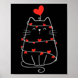 Funny Heart Cat Valentine's Day Heart Cat Lover Va Poster
