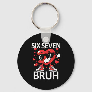 Funny Heart Dab 67 Valentine Bruh Six Seven Meme G Key Ring