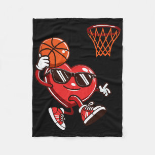 Funny Heart Dunking Bysketbyll Valentines Day Mens Fleece Blanket