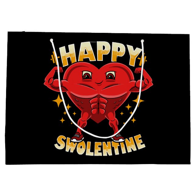  Funny Heart Gym Workout Valentine Gift Large Gift Bag (Back)
