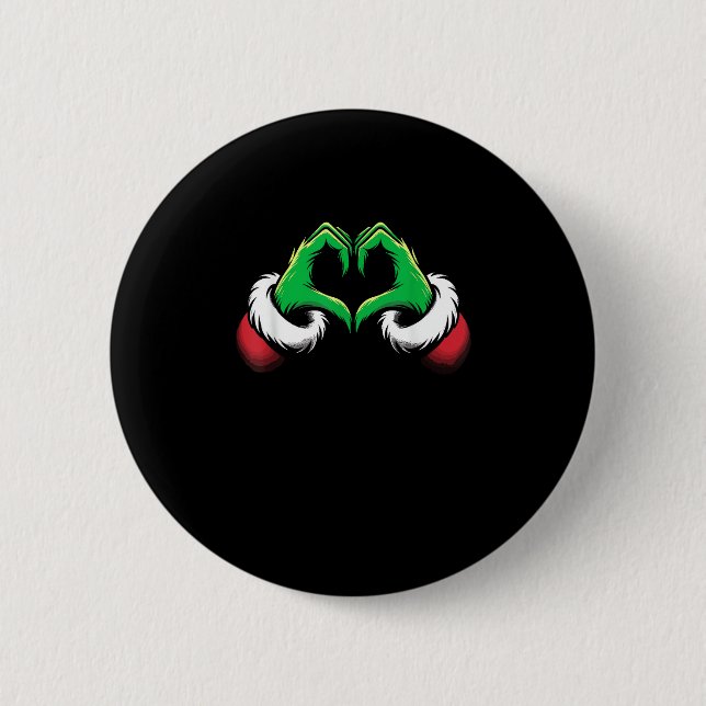 Funny Heart Hands Christmas 6 Cm Round Badge (Front)
