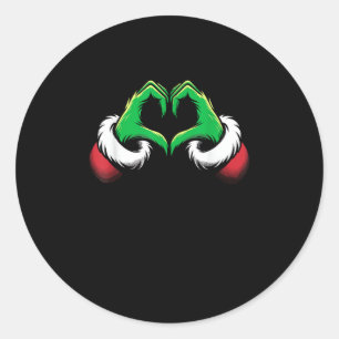 Funny Heart Hands Christmas Classic Round Sticker