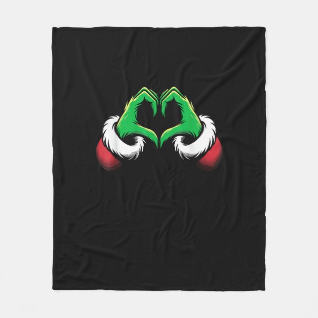 Funny Heart Hands Christmas Fleece Blanket (Front)