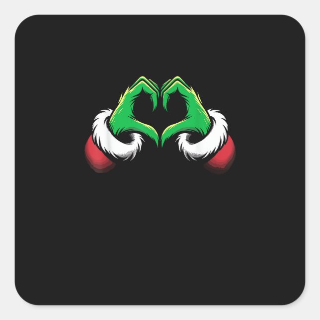 Funny Heart Hands Christmas Minimal Festive Style Square Sticker (Front)