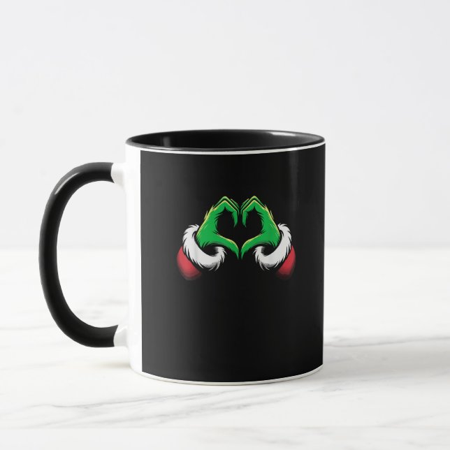Funny Heart Hands Christmas Mug (Left)